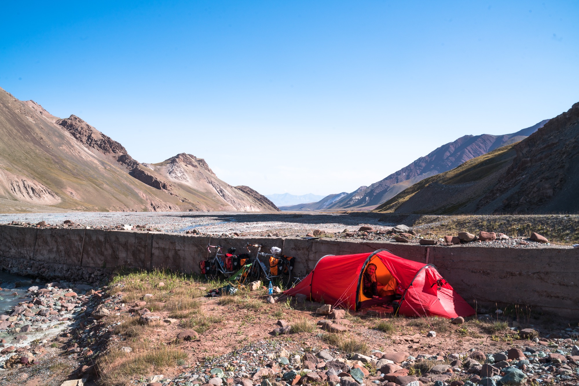 Camping in the 'no mans land' between Kyrgyzstan and Tajikistan