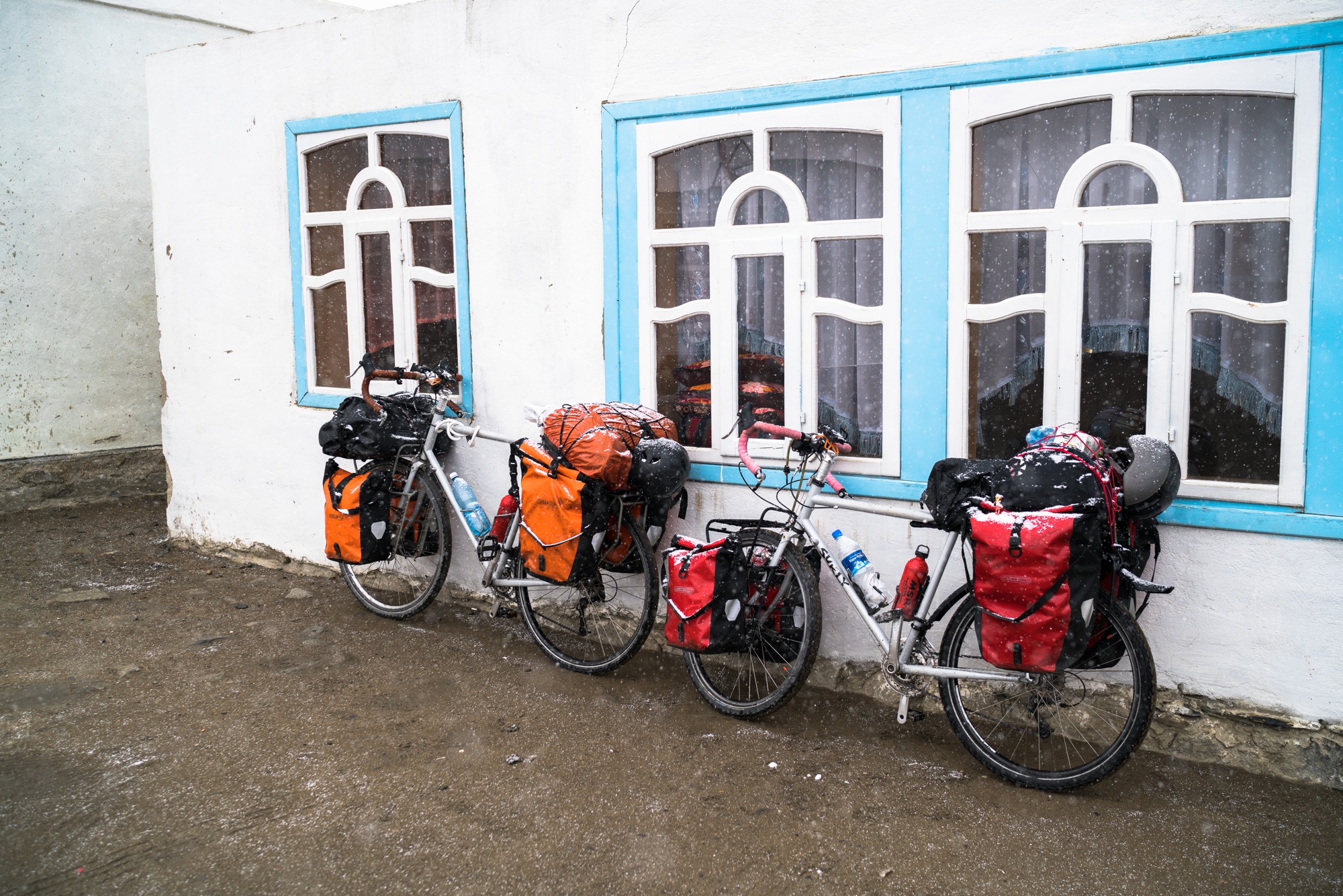 Our bikes outside the guesthouse